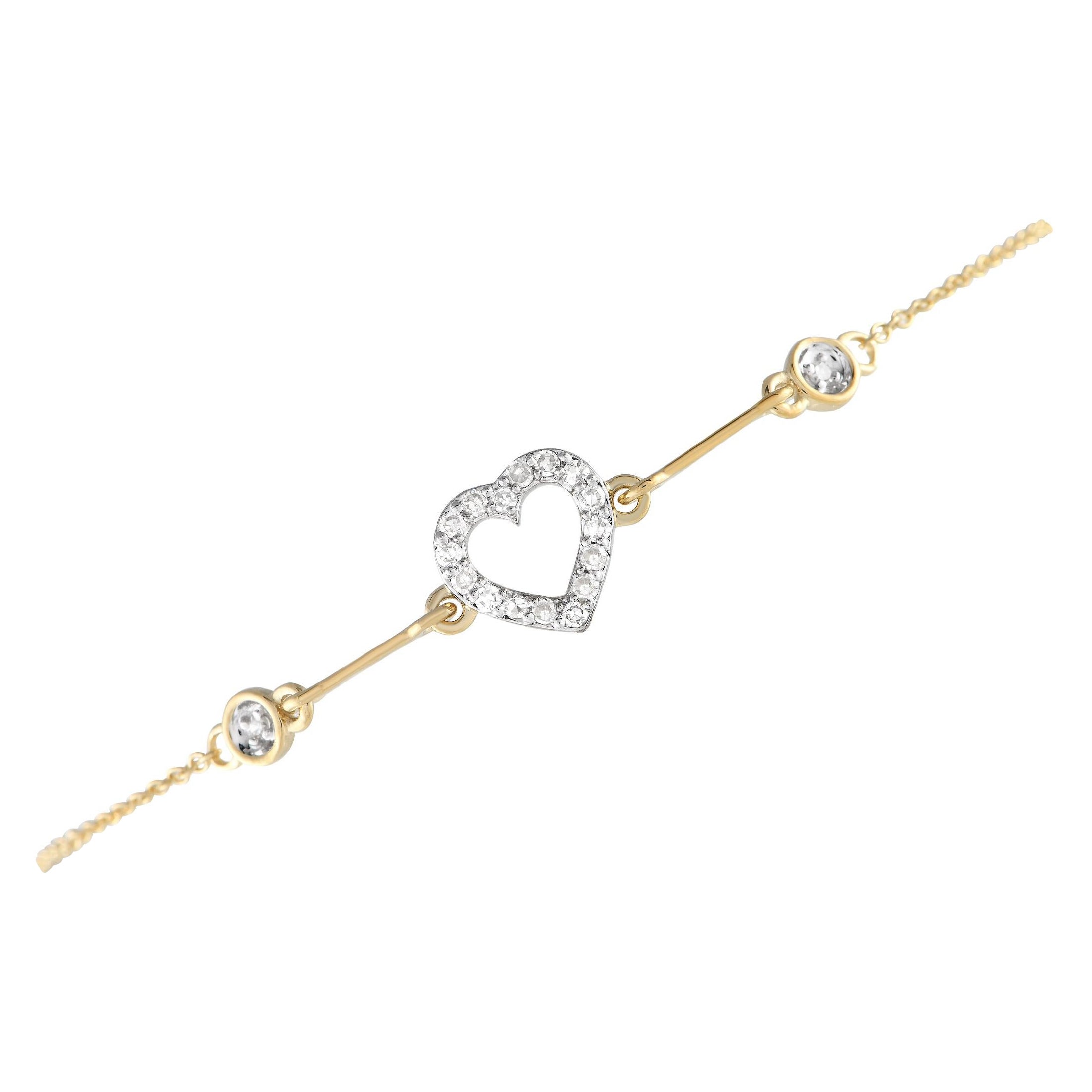 Pulsera Corazón Diamante 0.10ct Oro Amarillo 14K