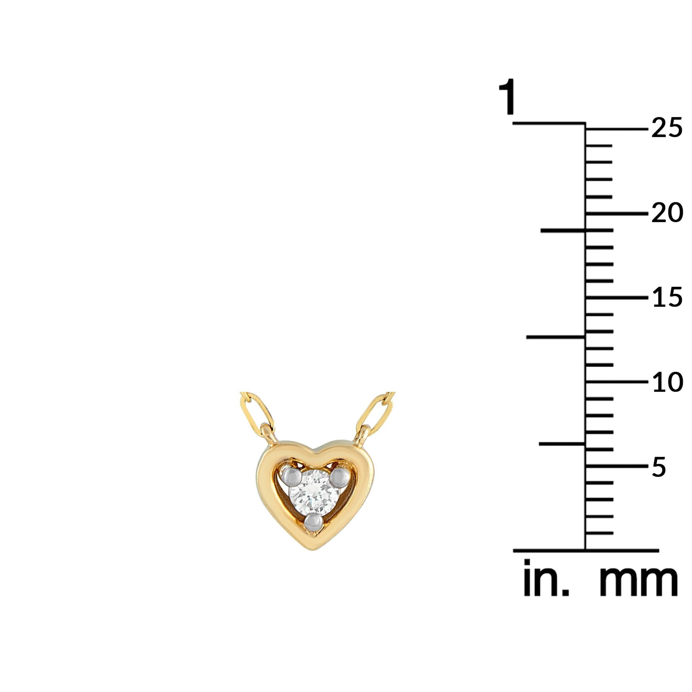 14K Yellow Gold 0.10ct Diamond Heart Necklace PN16195-Y im Zustand „Neu“ im Angebot in Southampton, PA