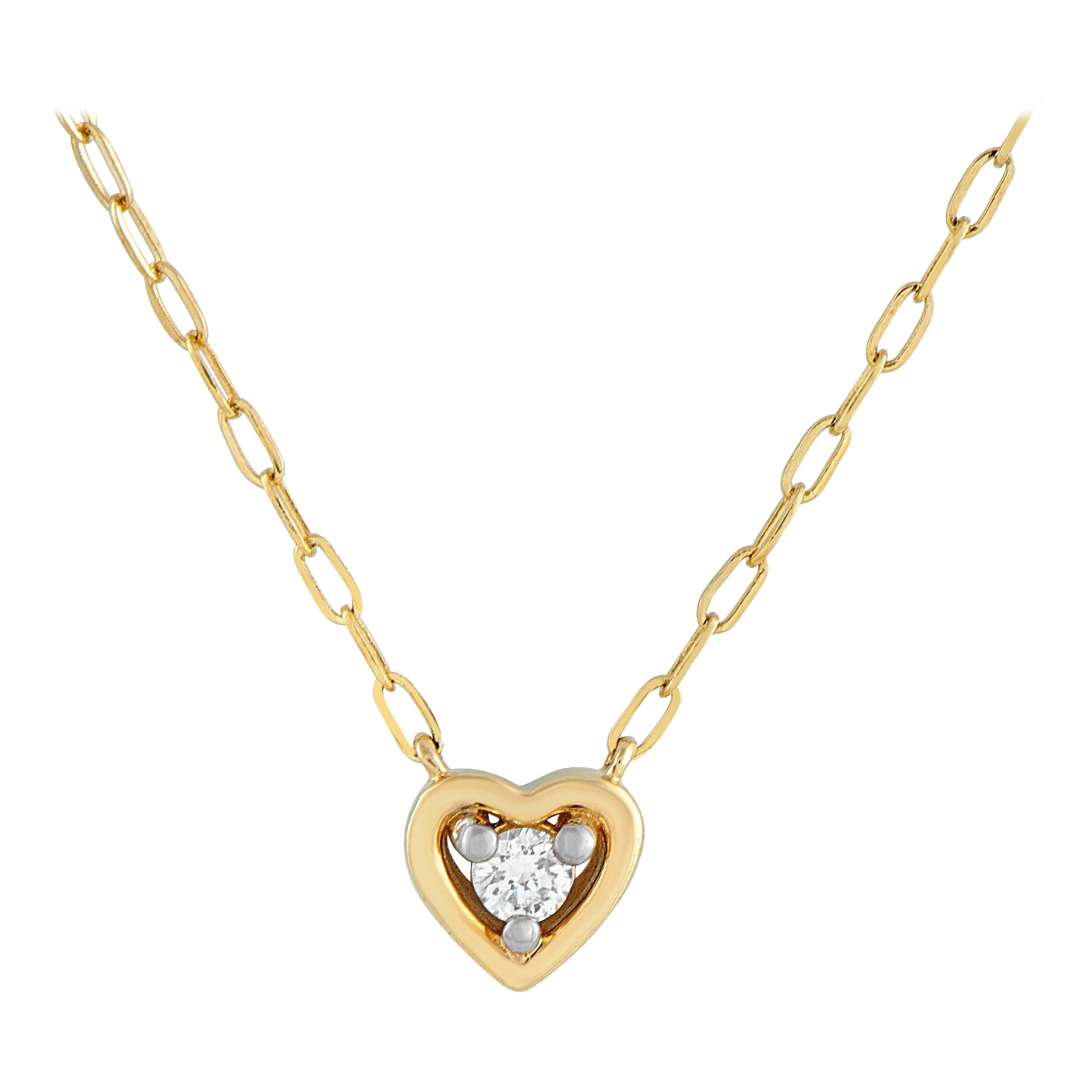 14K Yellow Gold 0.10ct Diamond Heart Necklace PN16195-Y