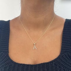14K Yellow Gold 0.10ct Diamond Initial a Pendant for Her