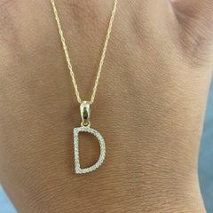 14K Yellow Gold 0.10ct Diamond Initial D Pendant for Her