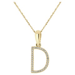14K Yellow Gold 0.10ct Diamond Initial D Pendant for Her
