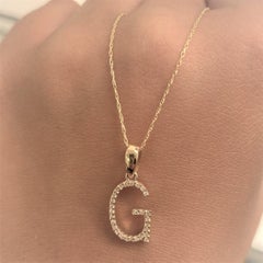 14K Yellow Gold 0.10ct Diamond Initial G Pendant for Her