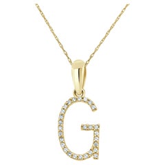 Pendentif en or jaune 14 carats avec diamants de 0,10 carat de type G initial pour elle