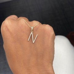 14K Yellow Gold 0.10ct Diamond Initial N Pendant for Her