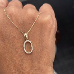 14K Yellow Gold 0.10ct Diamond Initial O Pendant for Her
