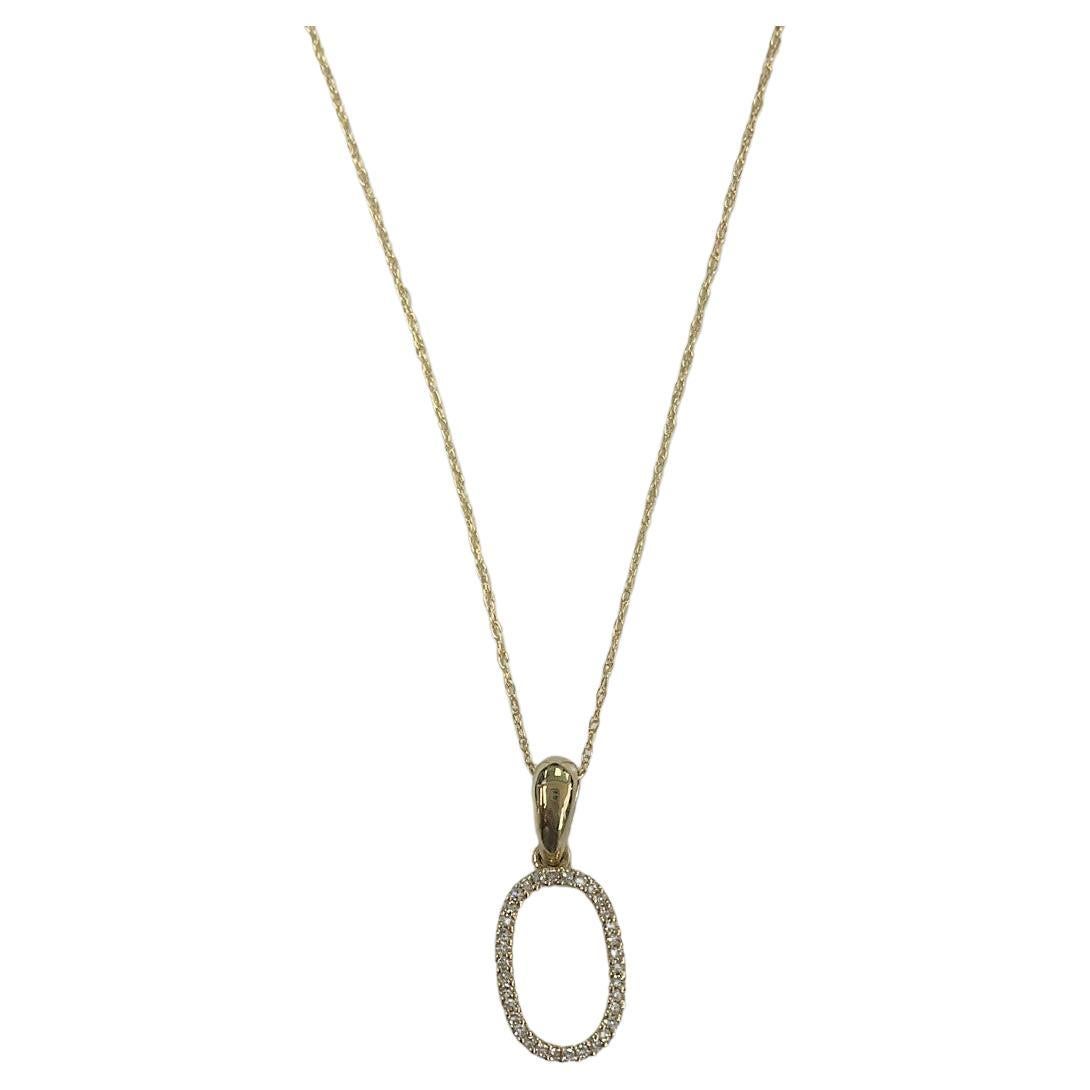 Pendentif O initial en or jaune 14 carats avec diamants de 0,10 carat pour elle