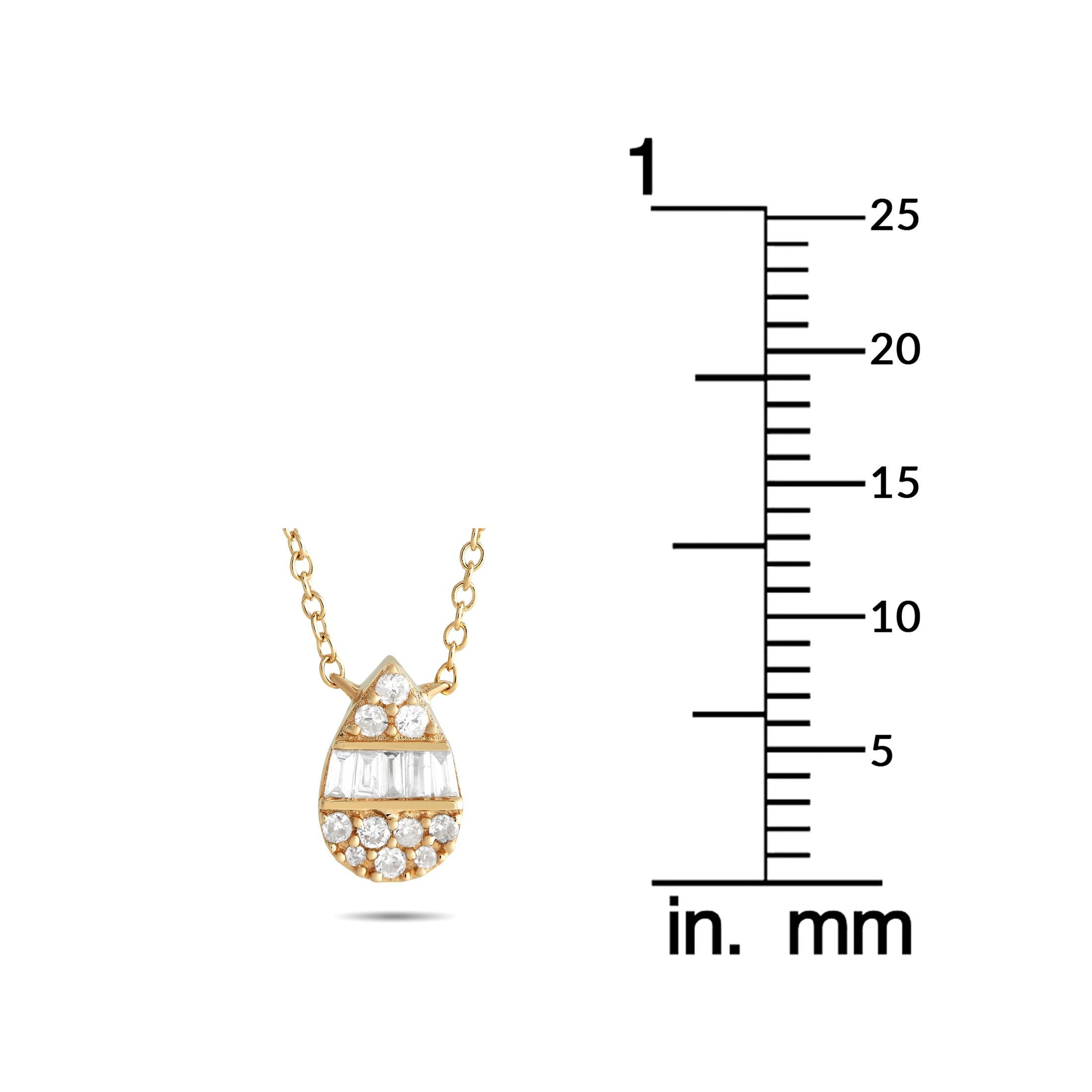 14 Karat Gelbgold Halskette mit 0,10 Karat Diamanten (Gemischter Schliff) im Angebot
