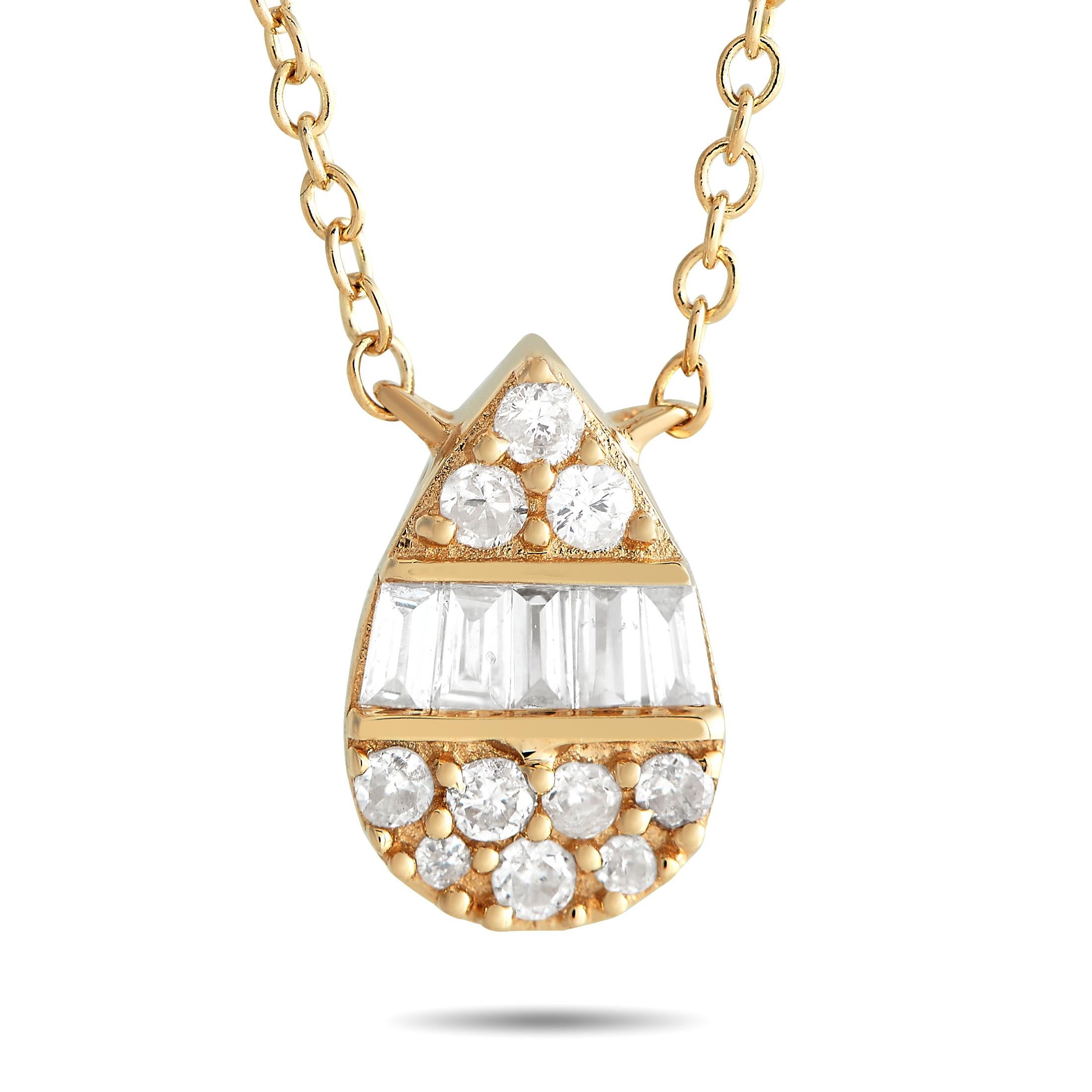 Collier en or jaune 14 carats avec diamants de 0,10 carat Neuf - En vente à Southampton, PA