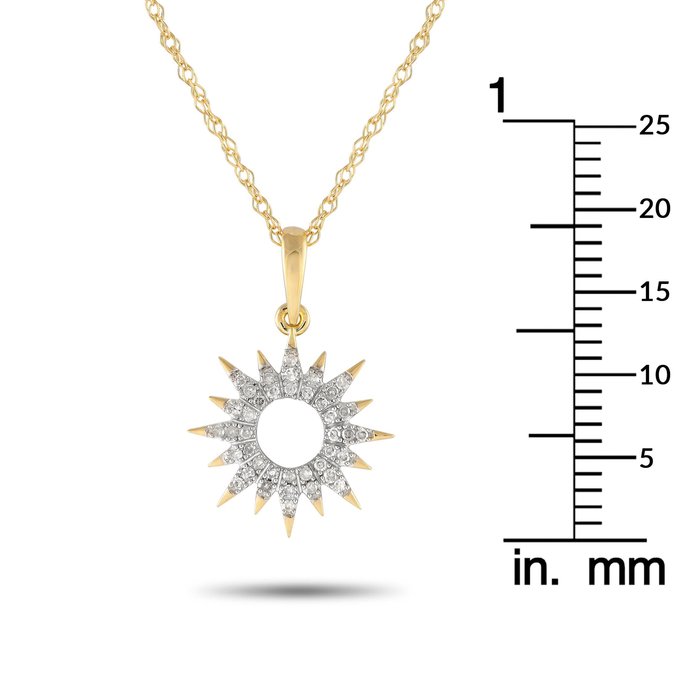 14K Yellow Gold 0.10ct Diamond Sunray Necklace PN15157-Y In New Condition For Sale In Southampton, PA