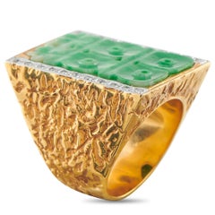 Anello in oro giallo 14K con diamante e giada da 0,15 carati MF02-020226