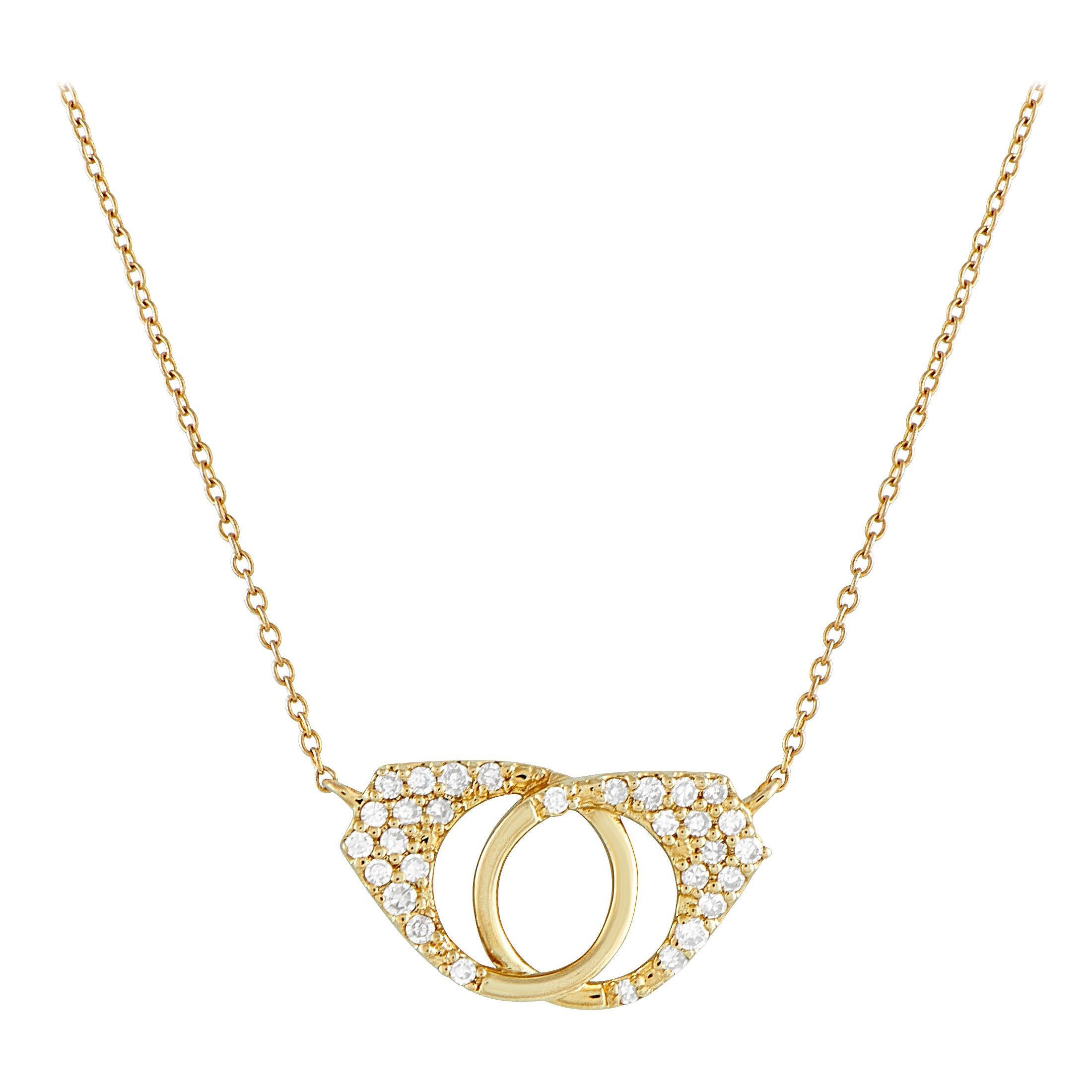 14K Yellow Gold 0.15ct Diamond Handcuff Necklace PN15502-Y in vendita