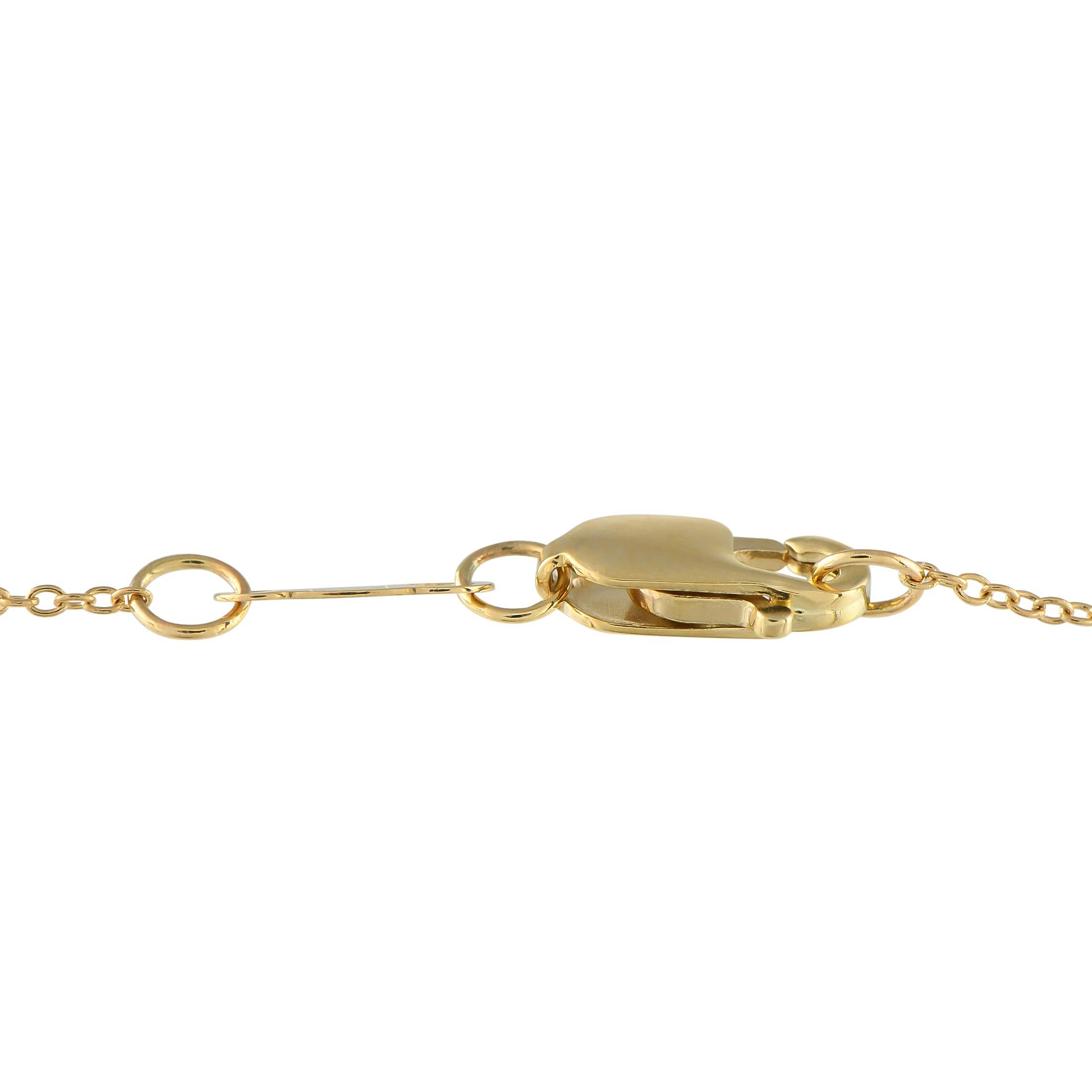 Round Cut 14K Yellow Gold 0.15ct Diamond Station Necklace For Sale