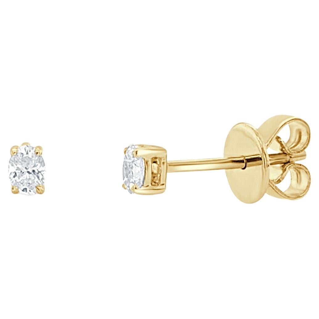 14K Yellow Gold 0.15ct Oval Diamond Studs for Her For Sale
