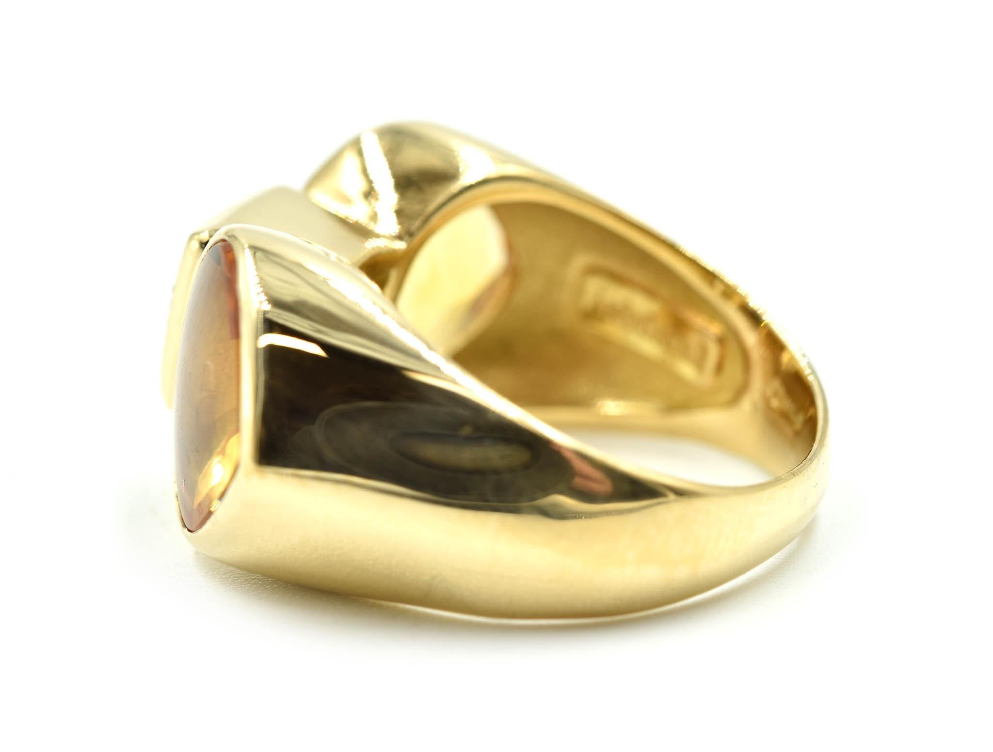 Round Cut 14k Yellow Gold 0.15cttw Round Diamond & Citrine Fashion Ring Signed “Antonili