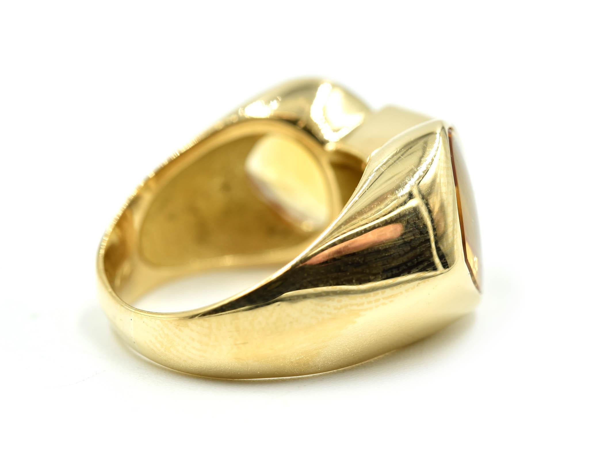 14k Yellow Gold 0.15cttw Round Diamond & Citrine Fashion Ring Signed “Antonili