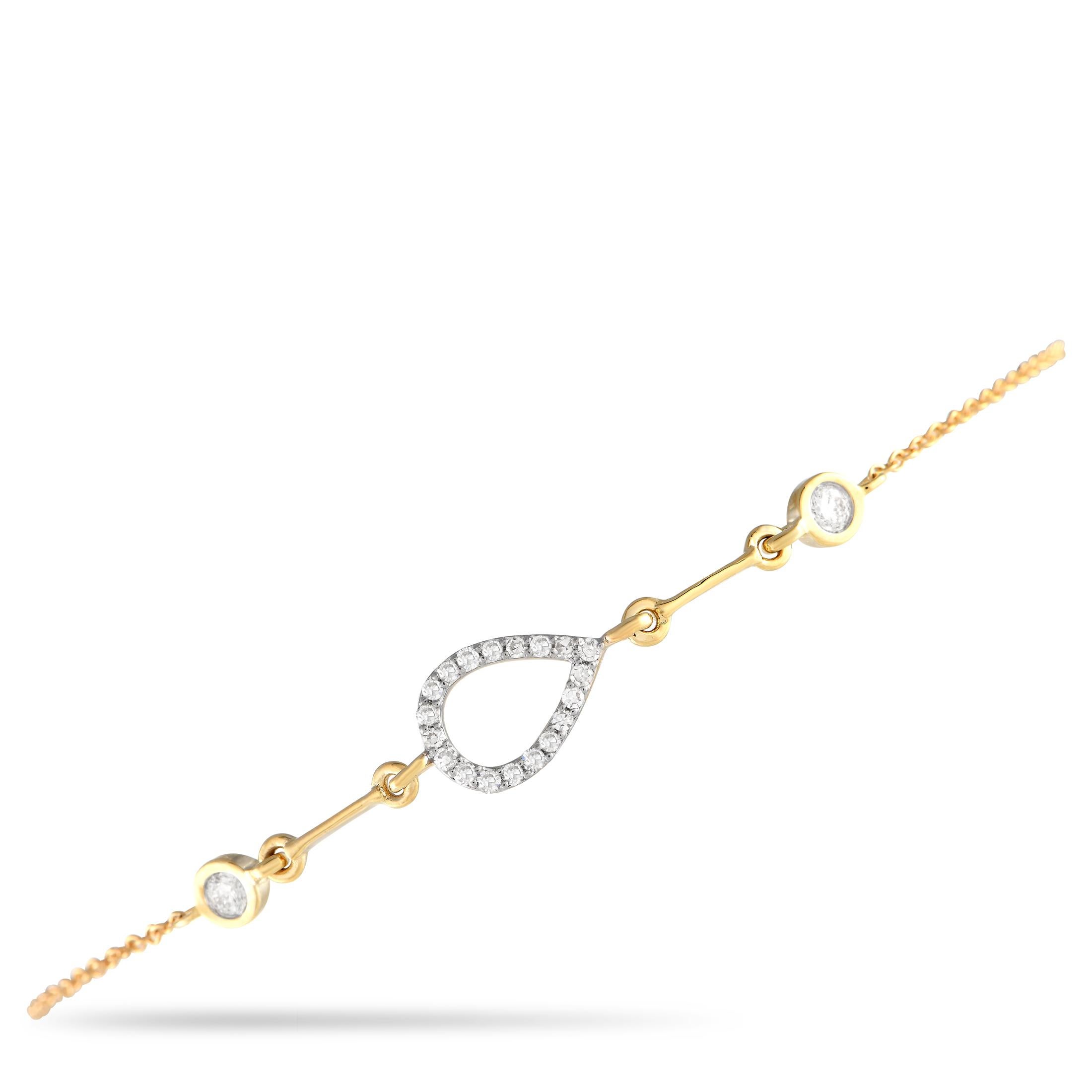 14K Yellow Gold 0.16ct Diamond Bracelet In New Condition For Sale In Southampton, PA