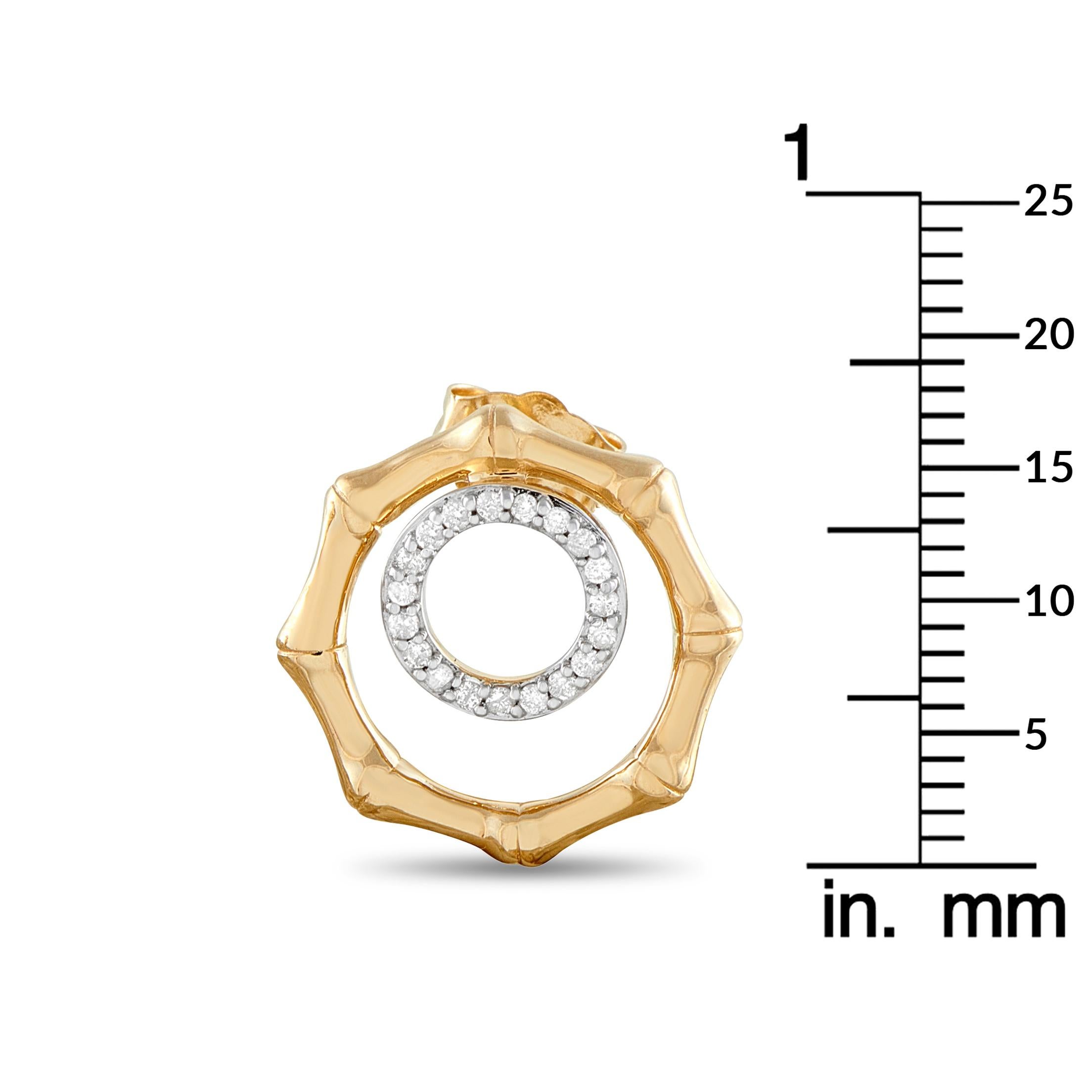 Round Cut 14K Yellow Gold 0.16ct Diamond Octagon Earrings ER29881-Y For Sale