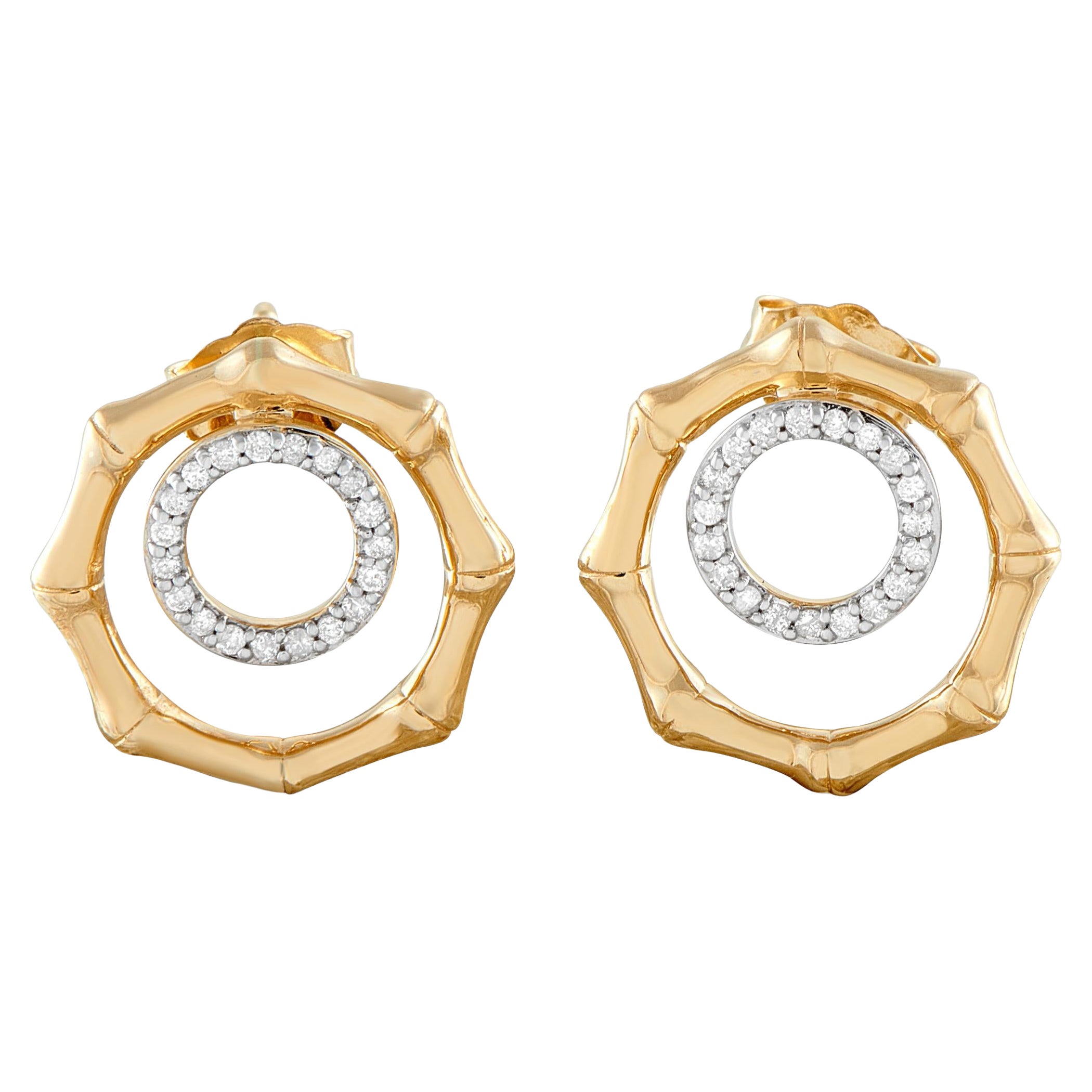 14K Yellow Gold 0.16ct Diamond Octagon Earrings ER29881-Y