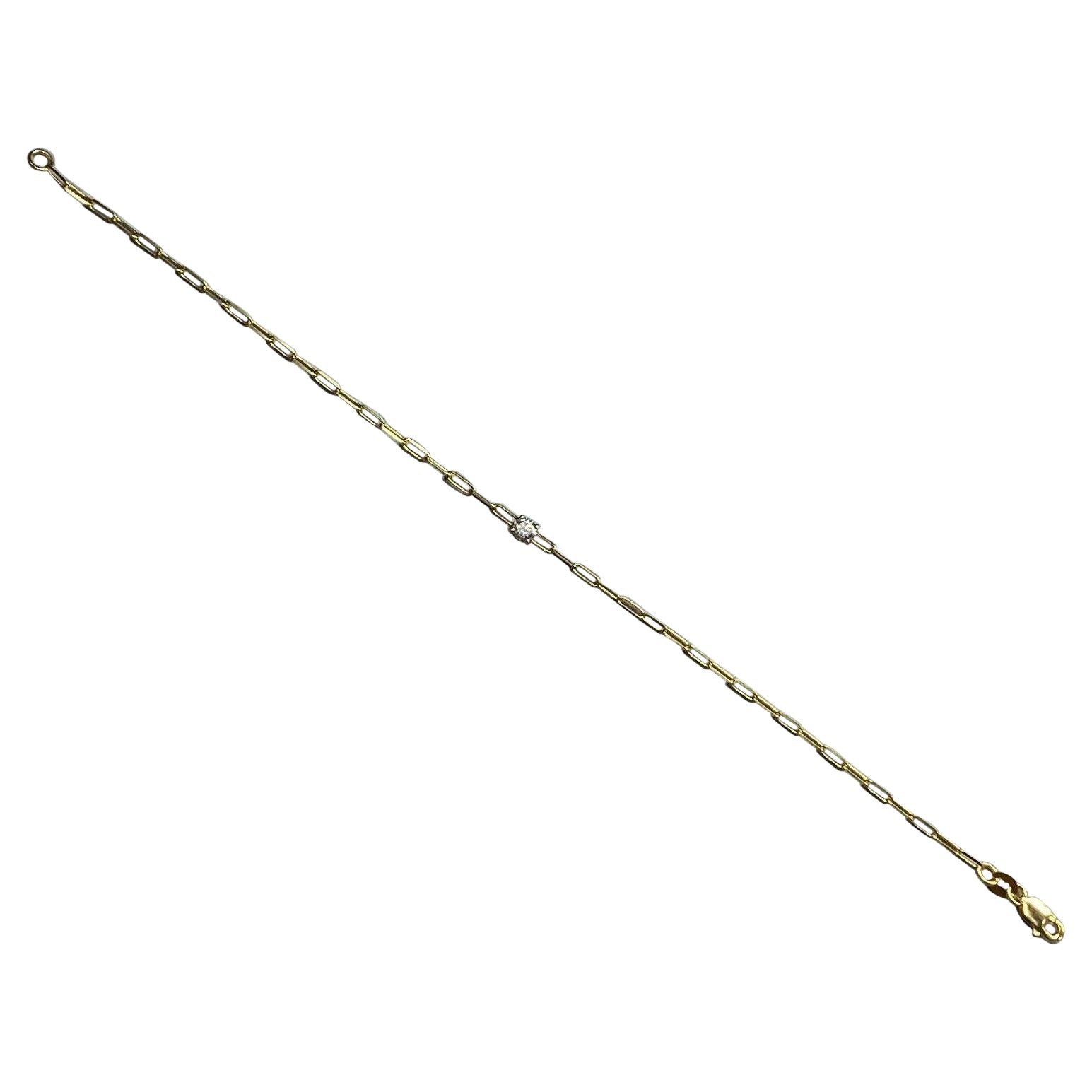 Bracciale A Link in oro giallo 14K con diamante 0.16CT PAPER CLIP