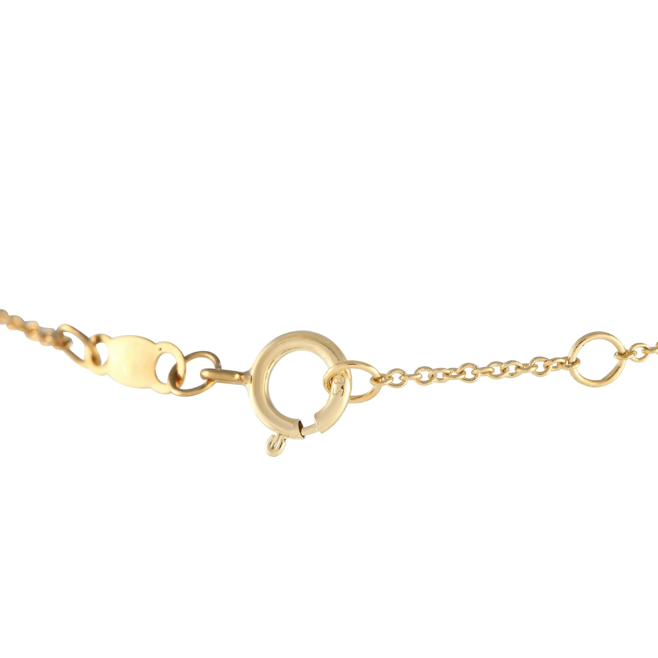 Round Cut 14K Yellow Gold 0.16ct Diamond Quatrefoil Bracelet For Sale