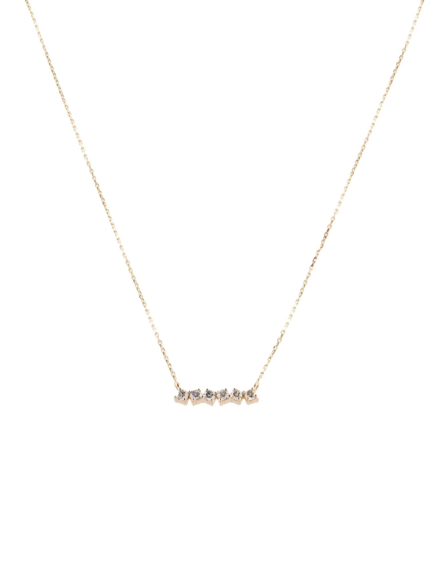 Round Cut 14K Yellow Gold 0.18 Carat Diamond Pendant Necklace For Sale
