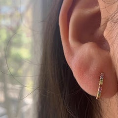 14k Yellow Gold 0.18 Carat Rainbow Sapphire Huggie Earrings