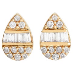 14K Gelbgold 0,18ct Diamant Cluster Birne Ohrringe