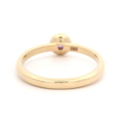 14k Yellow Gold 0.18ct Round Amethyst Bezel Solitaire Puffed Stack Band Ring