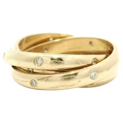 14k Yellow Gold 0.18ctw Burnish Round Diamond 3 Band Rolling Eternity Ring