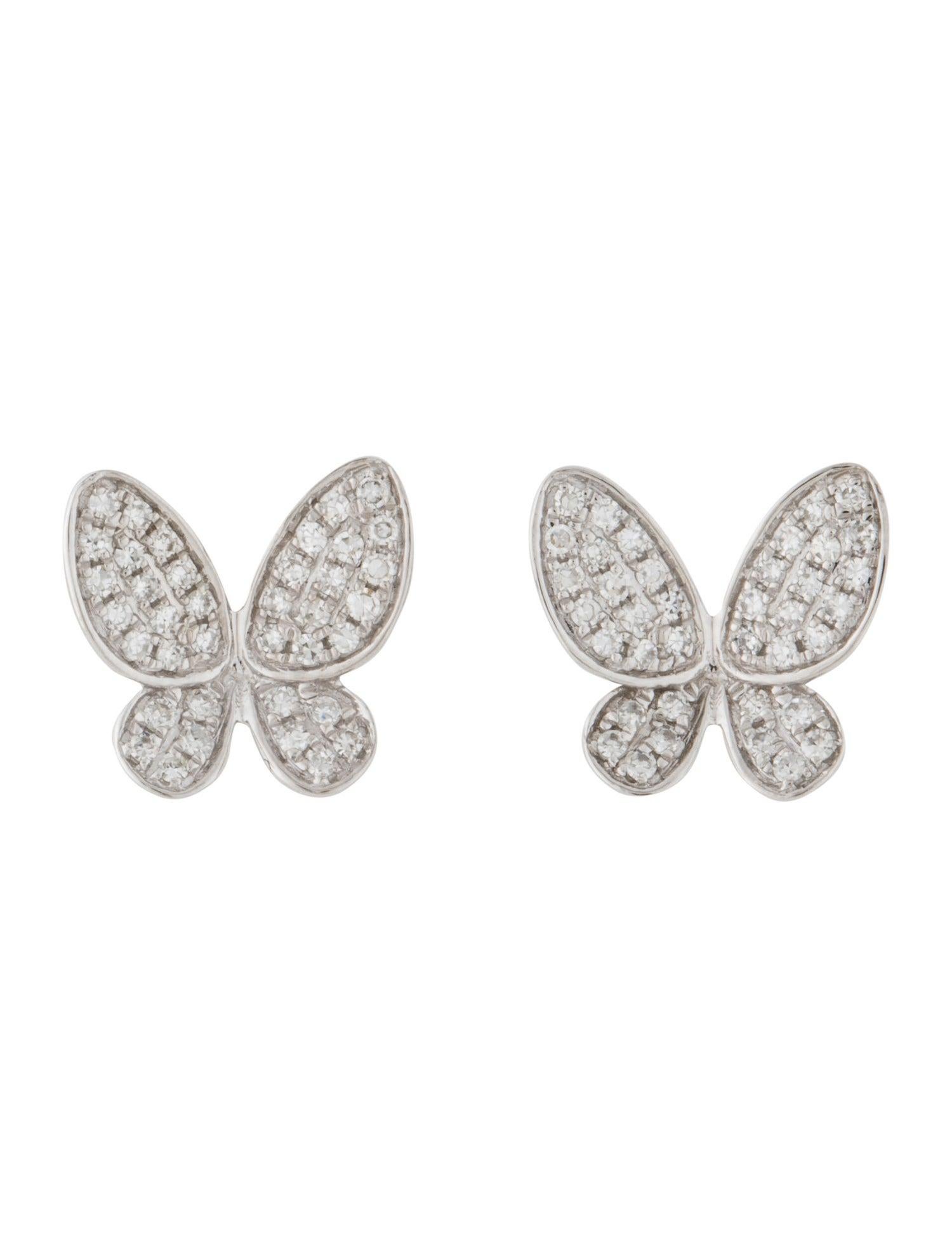 Contemporary 14K Yellow Gold 0.20 Carat Diamond Butterfly Earrings For Sale