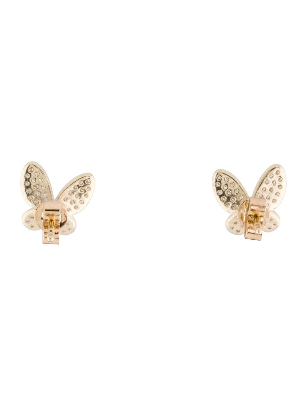 14K Yellow Gold 0.20 Carat Diamond Butterfly Earrings In New Condition For Sale In Great neck, NY