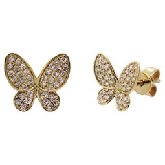 14K Yellow Gold 0.20 Carat Diamond Butterfly Earrings