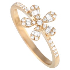 Anillo Flor Diamante Oro Amarillo 14K 0,20ct
