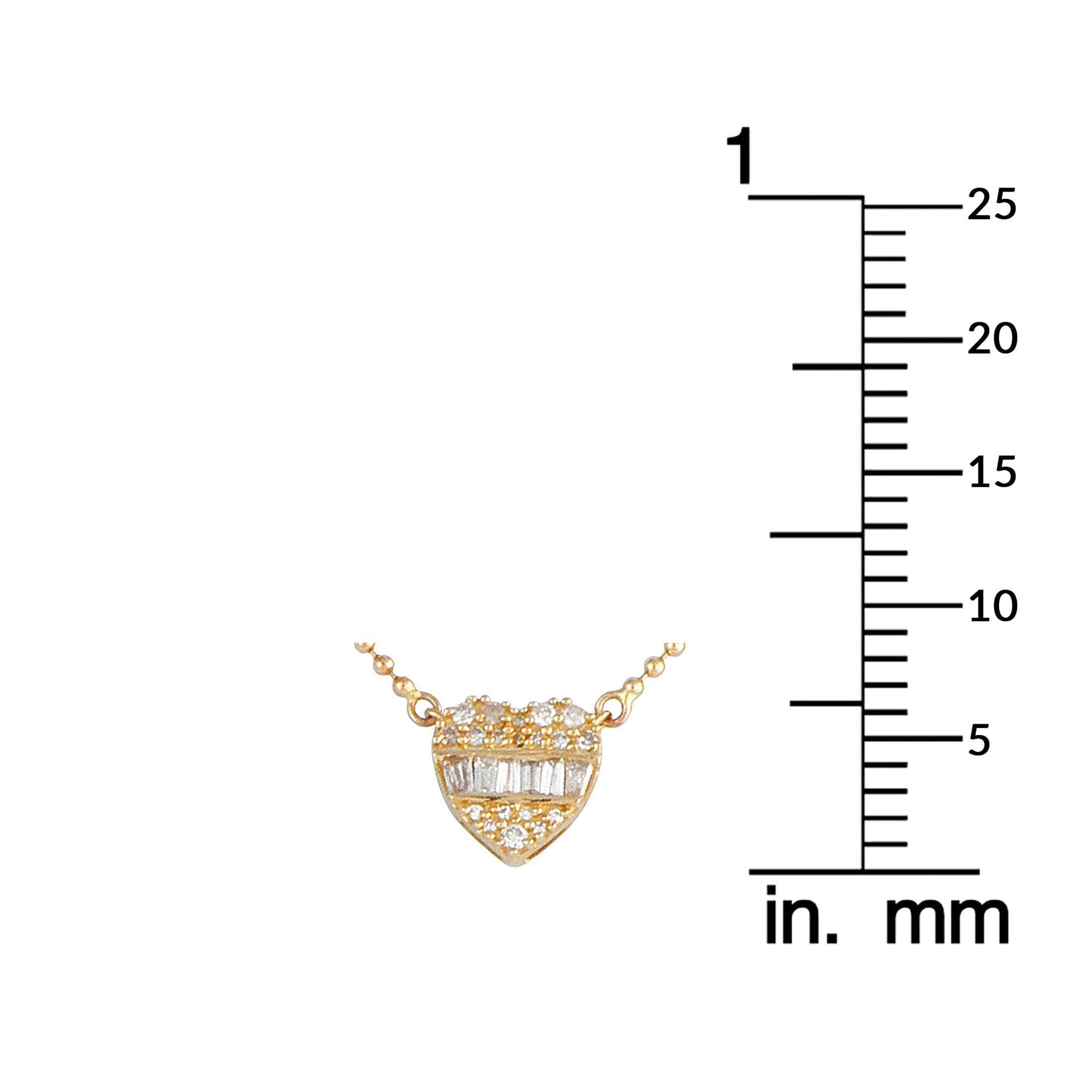 Collana con cuore in oro giallo 14K e diamanti da 0,20 carati In condizioni Nuovo in vendita a Southampton, PA