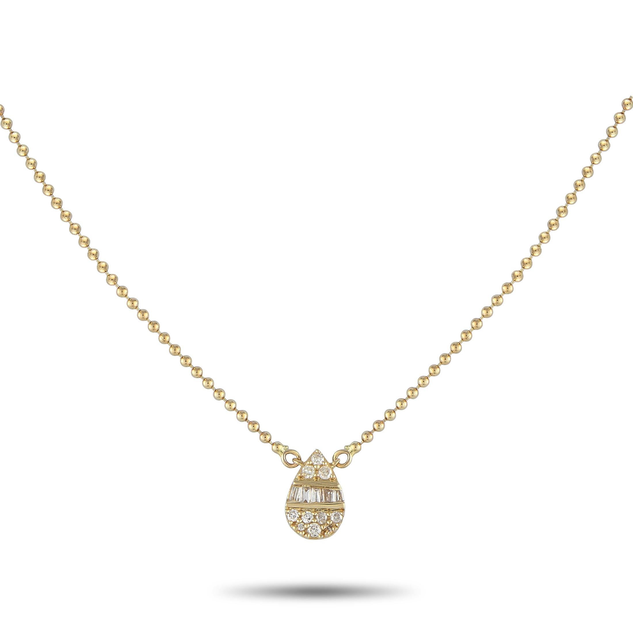 14K Yellow Gold 0.20ct Diamond Pendant Necklace