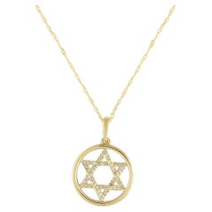 Collana con ciondolo in oro giallo 14K con diamanti da 0,20 carati