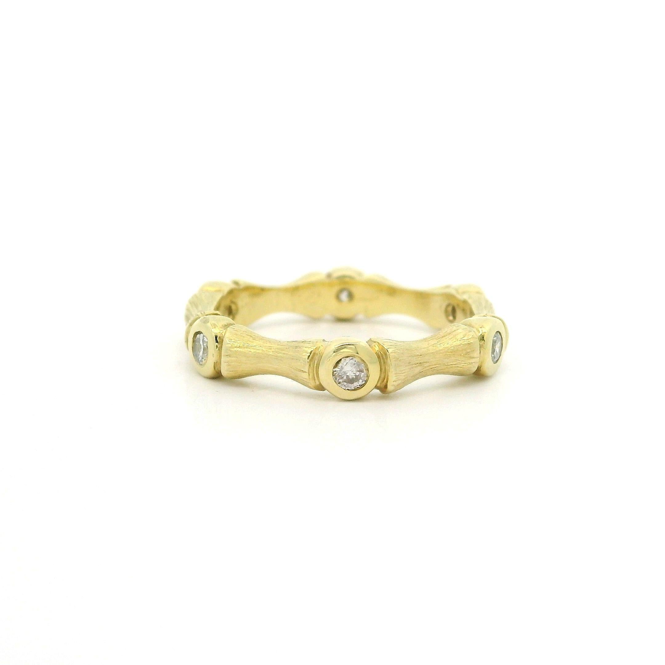 --Stone(s):--
(6) Natural Genuine Diamonds - Round Brilliant Cut - Bezel Set - Nice Brilliant White - 0.20ctw (approx.)

Material: Solid 14k Yellow Gold
Weight: 3.81 Grams
Ring Size: 6.0 (Fitted on a finger, item can not be sized)
Ring Width: 3.67mm