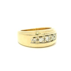 14k Yellow Gold 0.20ctw Round Brilliant Diamond 5 Stones 8.3mm Wide Band Ring
