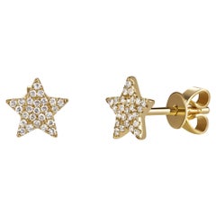 Clous d'oreilles étoile en or jaune 14 carats avec diamants de 0,21 carat