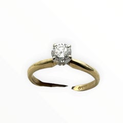 Bague de fiançailles solitaire en or jaune 14 carats, sertie d'un diamant rond taille brillant de 0,21 carat