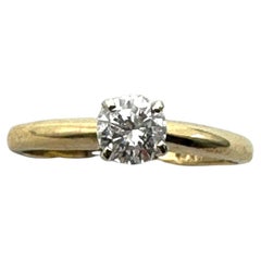 Bague de fiançailles solitaire en or jaune 14 carats, sertie d'un diamant rond taille brillant de 0,21 carat