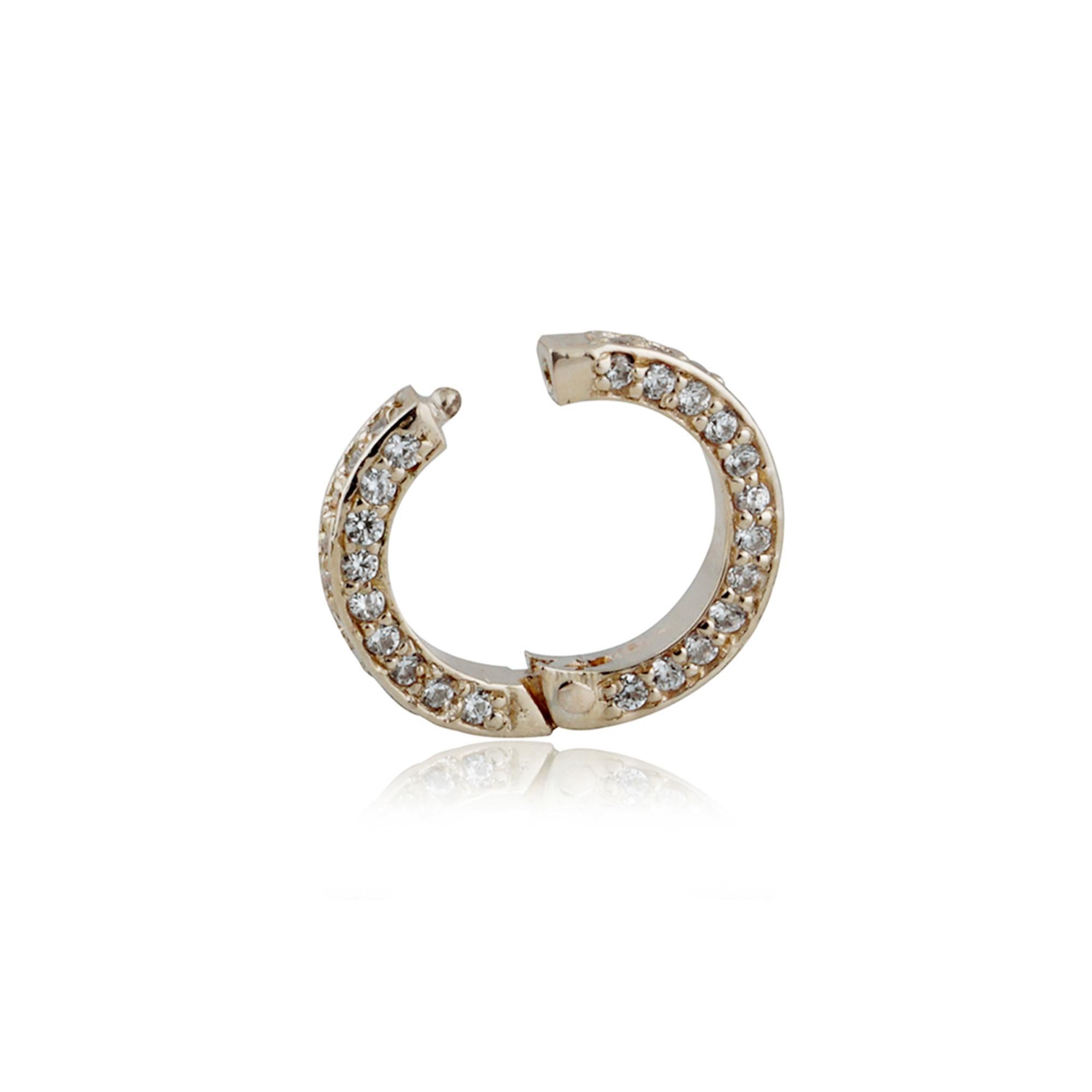 14kt Yellow Gold 0.21 Ct Natural Diamond Round Openable Clasp Lock ...