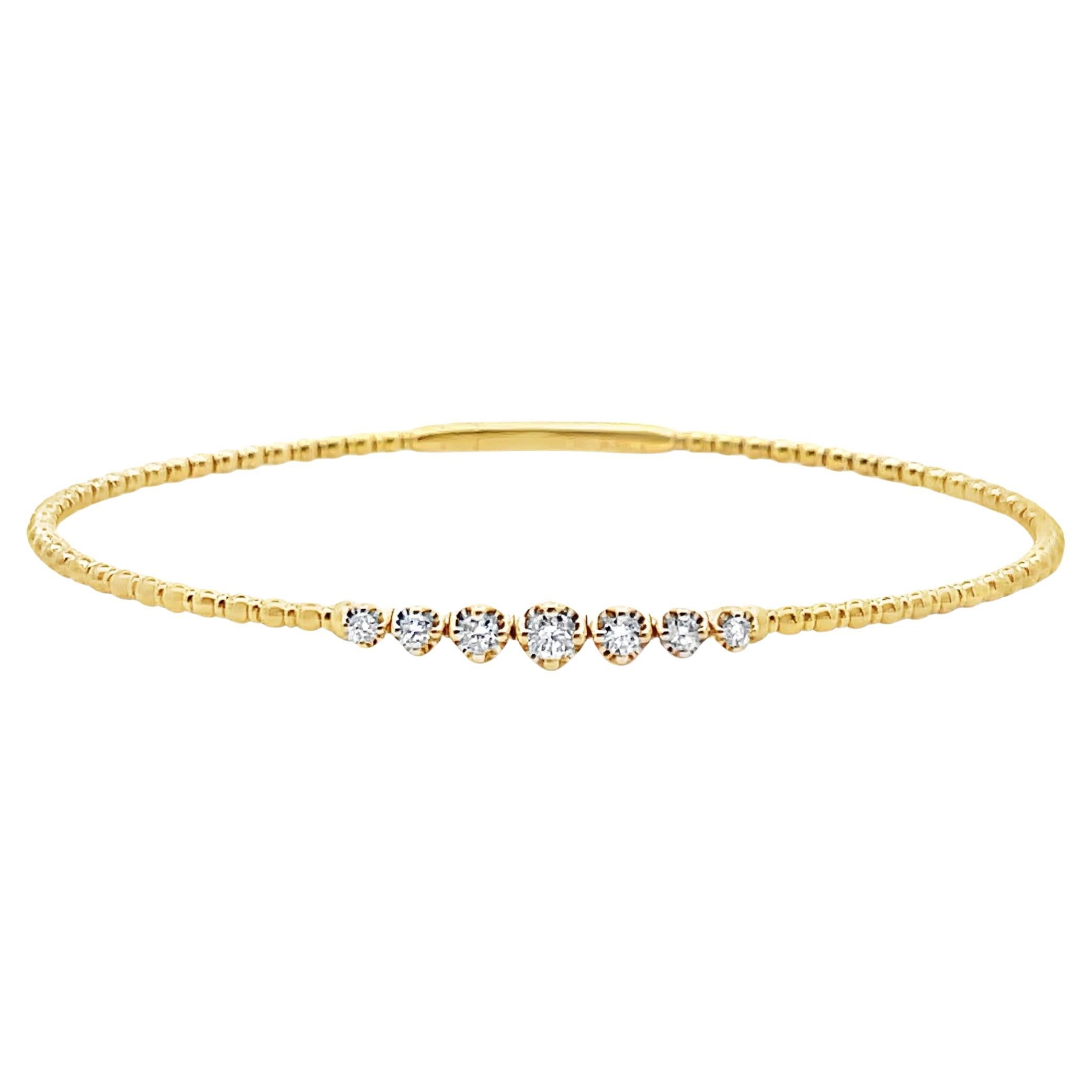 14K Yellow Gold 0.22 Carat Diamond Single Row Bangle Bracelet