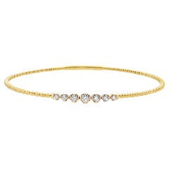 14K Yellow Gold 0.22 Carat Diamond Single Row Bangle Bracelet