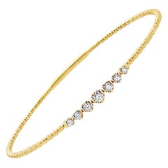 14K Yellow Gold 0.22 Carat Natural Diamond Single Row Bangle Bracelet