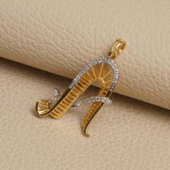 14K Yellow Gold 0.22 CT Natural Diamond Pavé Script Initial "A" Letter Pendant
