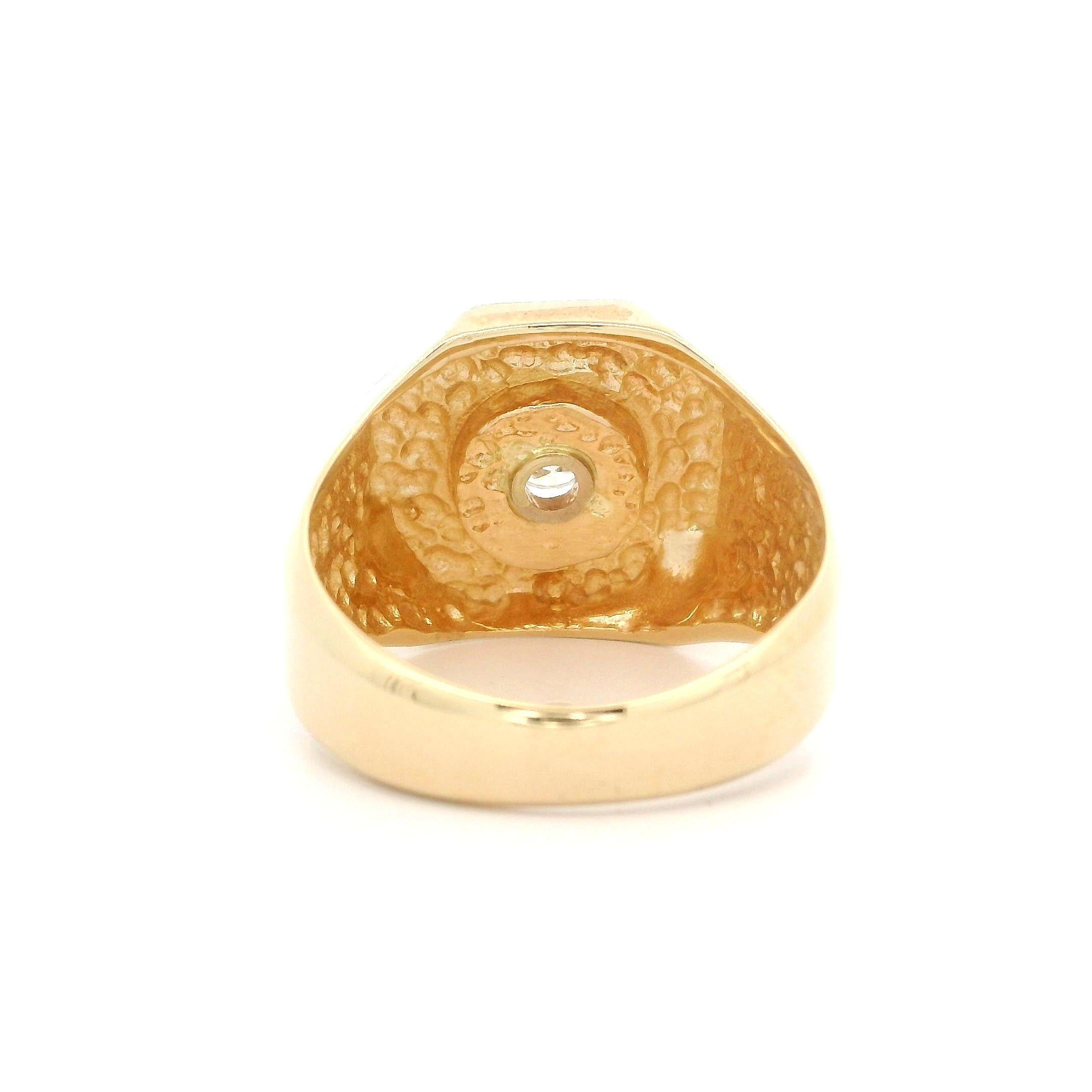 Bague solitaire flottante de forme octogonale en or jaune 14 carats et diamants 0,23 carat en vente 3
