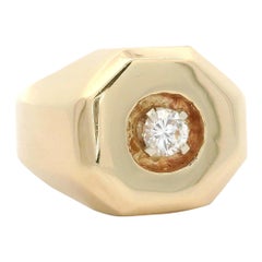 14k Yellow Gold 0.23ct Diamond Floating Solitaire Polished Octagonal Shape Ring