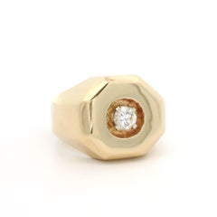 Anillo Solitario Flotante de Oro Amarillo de 14k 0,23ct Diamante Pulido Forma Octogonal